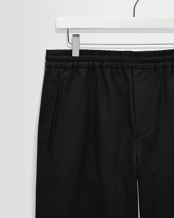 wax london men's Tyne - Black Cotton Tencel Loose Fit Trousers
