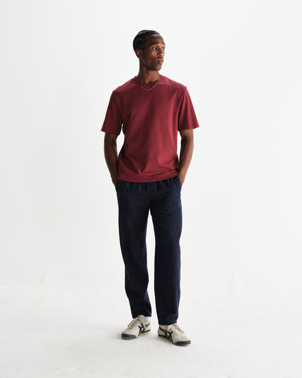 wax london men's Tyne - Navy Wool Blend Trousers