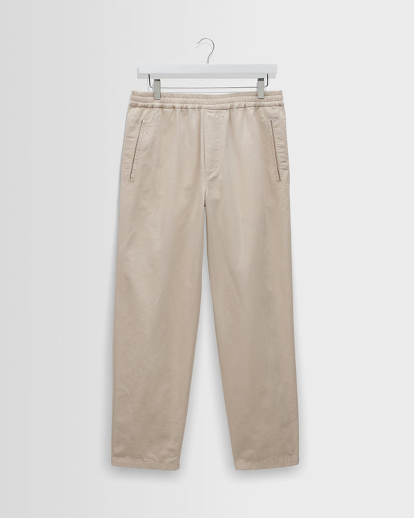 wax london men's Tyne - Stone Cotton Tencel Loose Fit Trousers