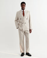 wax london men's Vigo - Natural Linen Double-Breasted Blazer