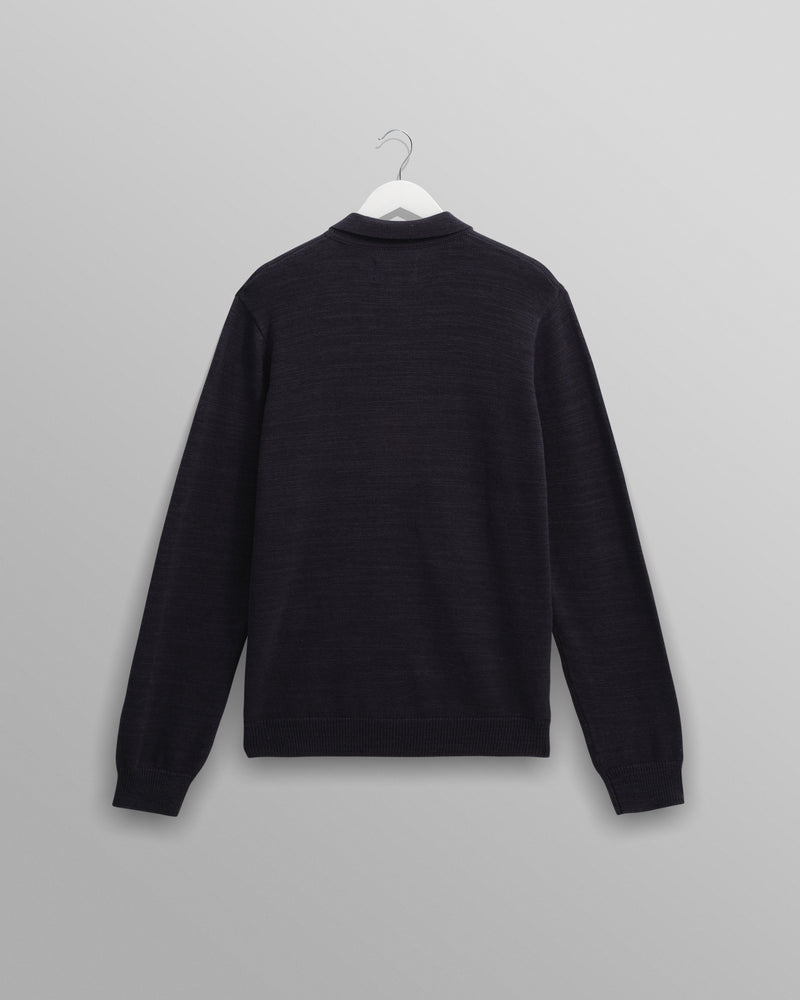 wax london Wayfarer - Navy Slub Cotton And Linen Cardigan