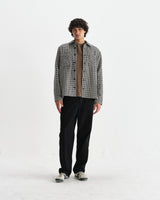 wax london men's Whiting - Black And Ecru Dizzy Weave Overshirt