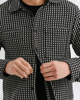 wax london Whiting - Black And Ecru Frome Overshirt