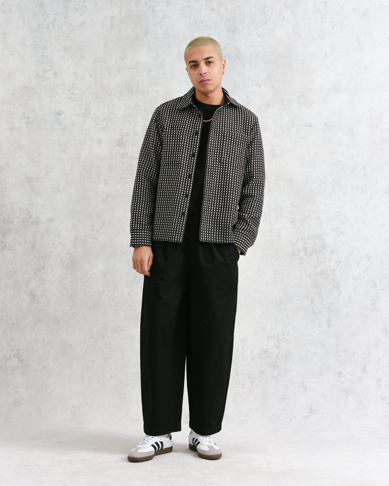 wax london Whiting - Black And Ecru Frome Overshirt