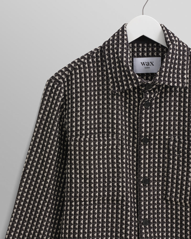 wax london Whiting - Black And Ecru Frome Overshirt