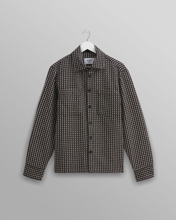 wax london Whiting - Black And Ecru Frome Overshirt