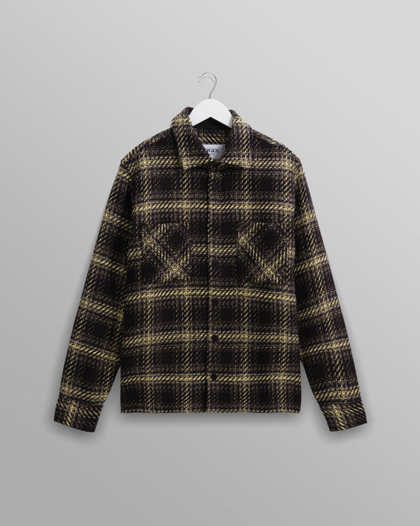 wax london men's Whiting - Black And Yellow Hutton Check Overshirt