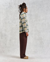 wax london Whiting - Ecru And Green Addle Check Overshirt