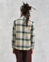 wax london Whiting - Ecru And Green Addle Check Overshirt