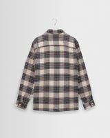 wax london men's Whiting - Ecru And Green Hutton Check Overshirt