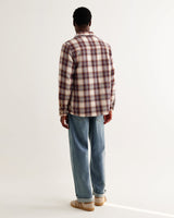 wax london men's Whiting - Ecru And Multicolour Hutton Check Overshirt