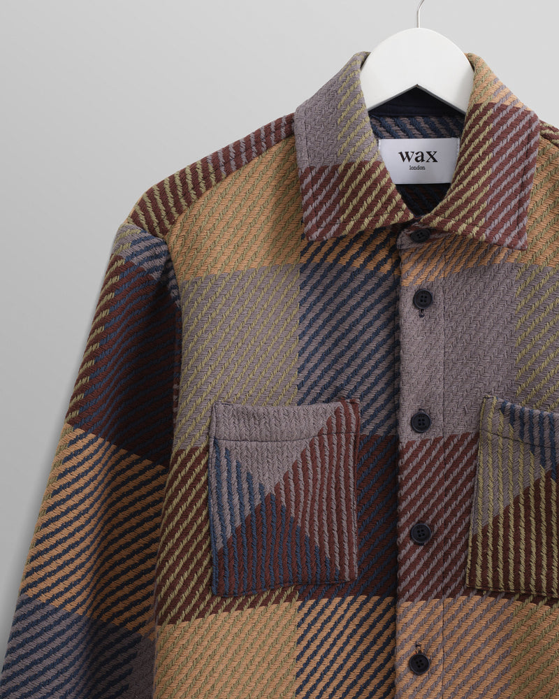 wax london multi colour square check overshirt detail