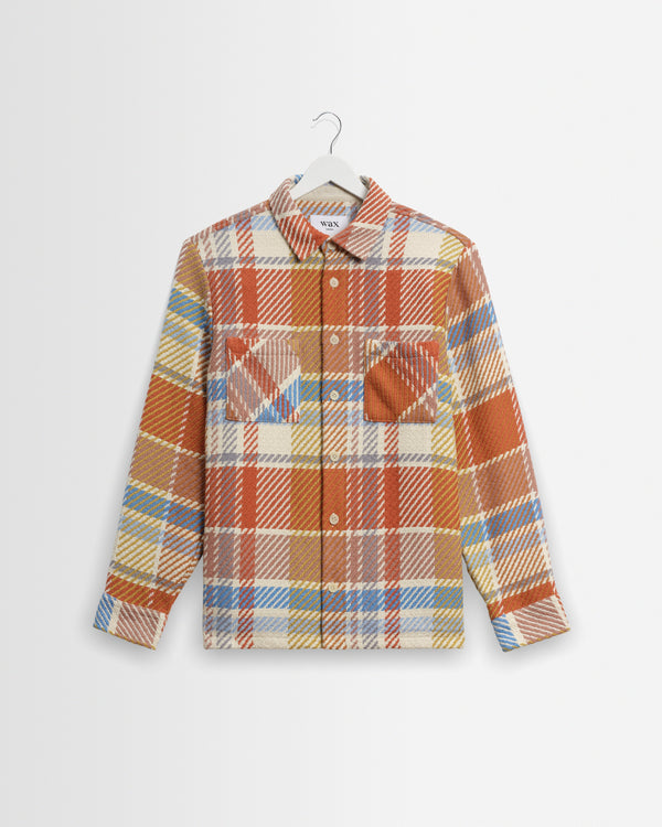wax london men's Whiting - Multicolour Pastel Bude Check Overshirt