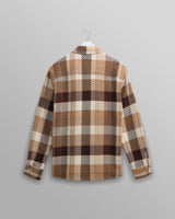 wax london men's Whiting - Natural And Brown Pike Check Overshirt