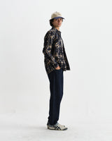 wax london men's Whiting - Natural And Navy Glitch Check Overshirt