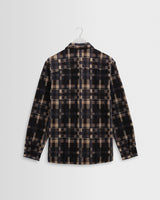 wax london men's Whiting - Natural And Navy Glitch Check Overshirt
