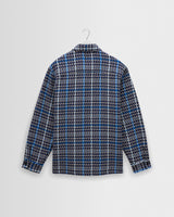 wax london men's Whiting - Navy And Blue Houndstooth Weave Overshirt