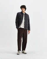 wax london men's Whiting - Navy Camo Jacquard Overshirt