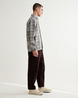 wax london men's WHITING OVERSHIRT BASKET WEAVE BLUE / GREEN