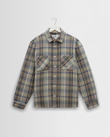 wax london men's WHITING OVERSHIRT BASKET WEAVE BLUE / GREEN