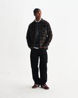 wax london men's Whiting - Teal And Orange Drawn Check Wool Overshirt