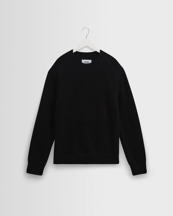 wax london men's Wilde - Black Fluffy Wool Crewneck