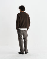 wax london men's Wilde - Brown Fluffy Wool Crewneck