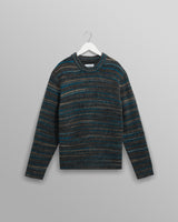 wax london men's Wilde - Grey And Teal Space Dye Wool Crewneck