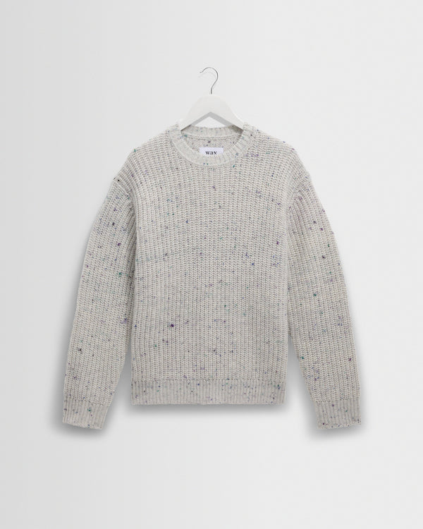 wax london men's Wilde - Multicolour Fleck Ribbed Chunky Wool Crewneck