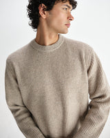 wax london men's Wilde - Natural Donegal Wool Crewneck