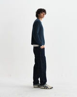 wax london men's Wilde - Teal Fluffy Wool Crewneck