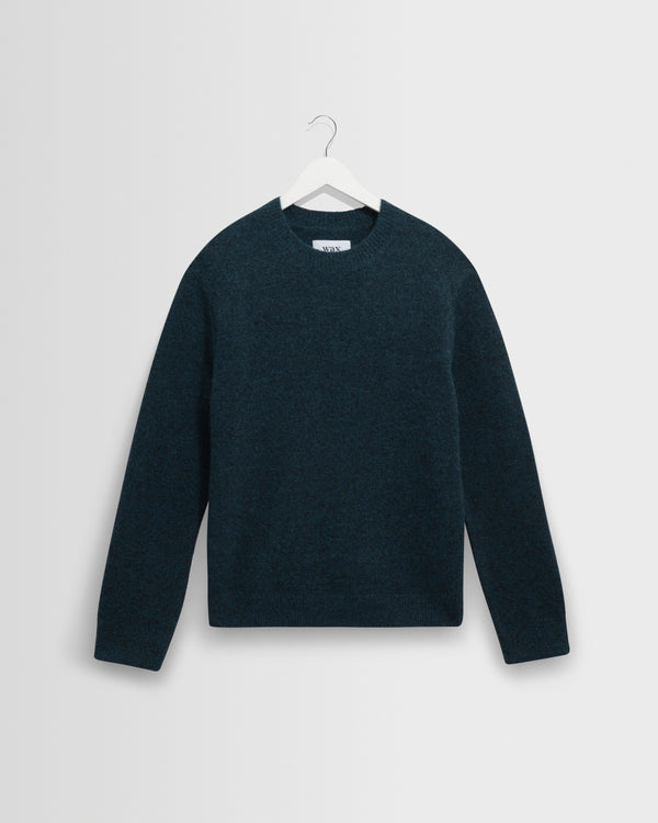 wax london men's Wilde - Teal Fluffy Wool Crewneck