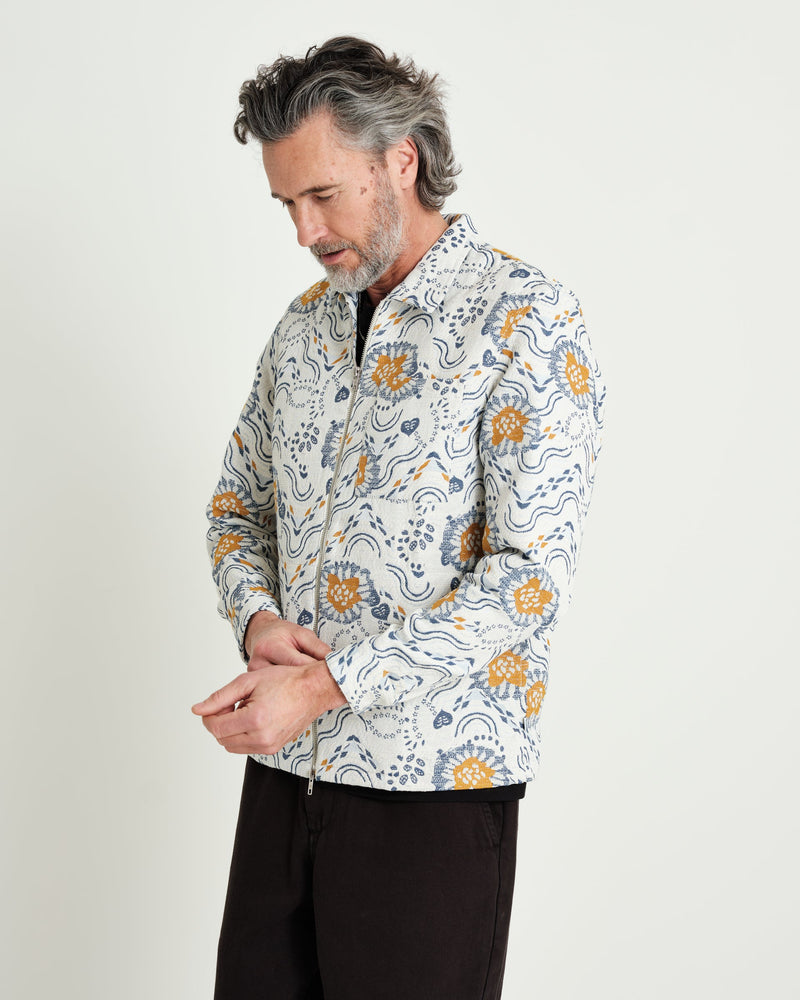 Chase Jacket Blue/Mustard Floral Jacquard