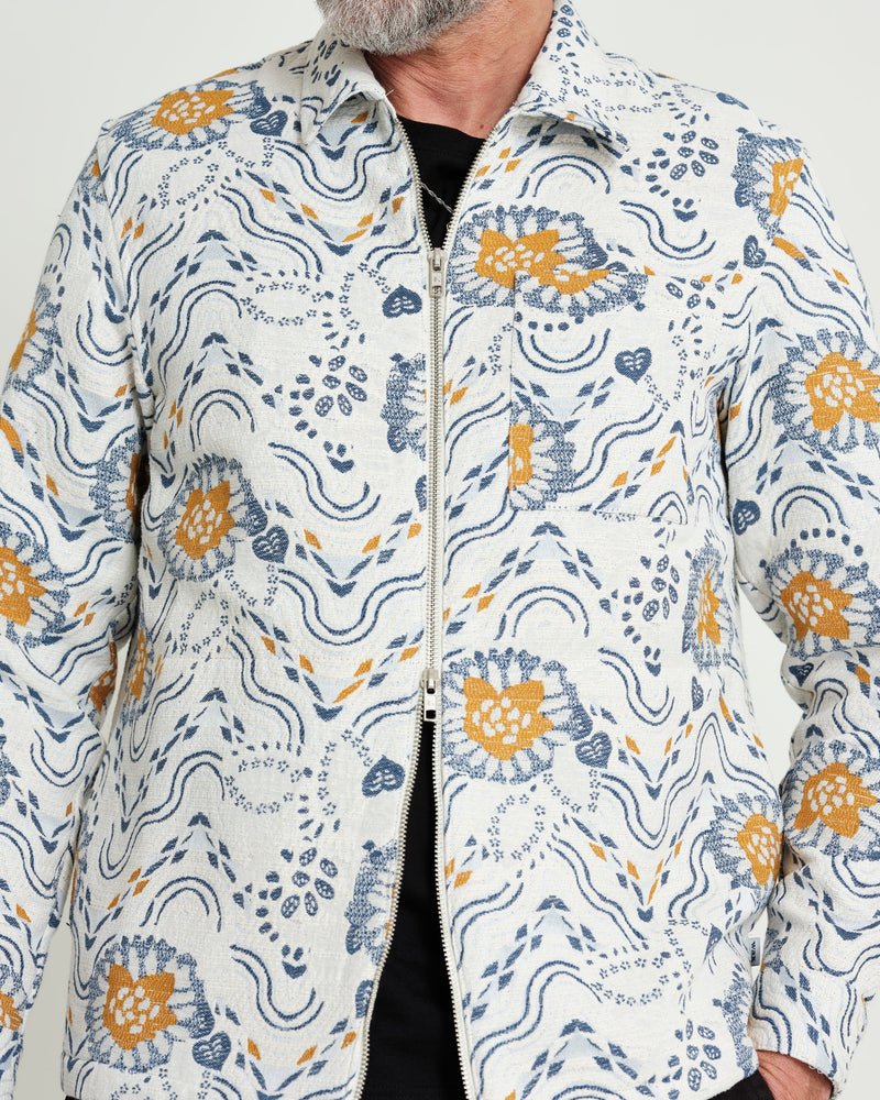 Chase Jacket Blue/Mustard Floral Jacquard