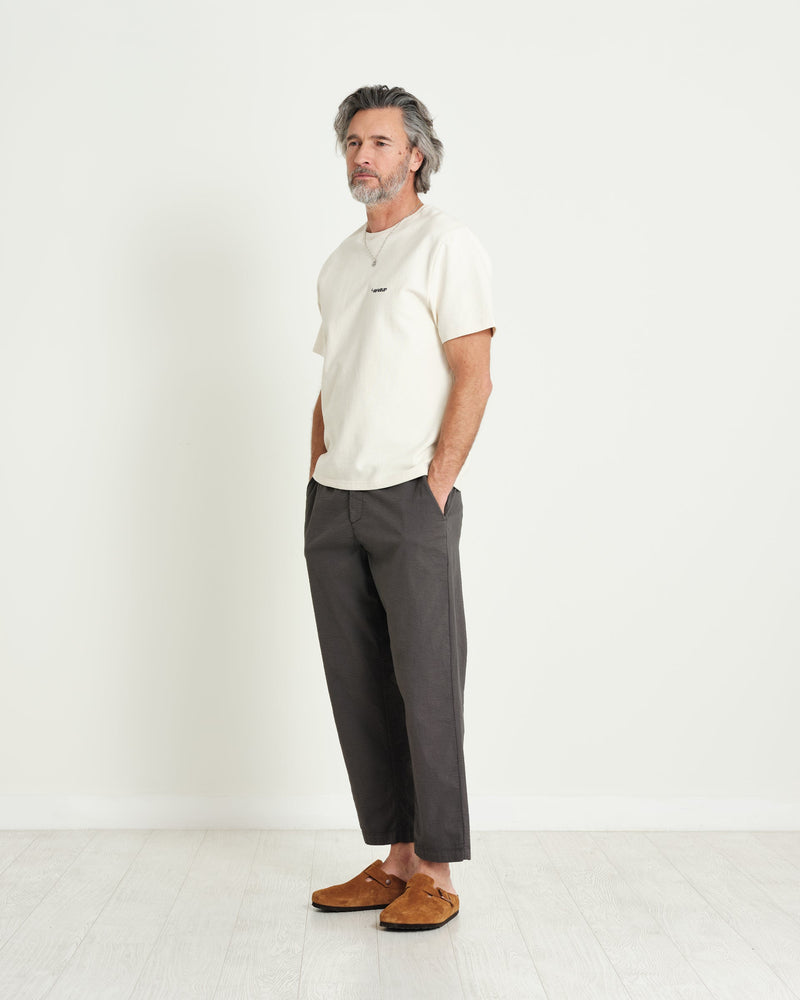 Dean T Shirt Textured Ecru Script