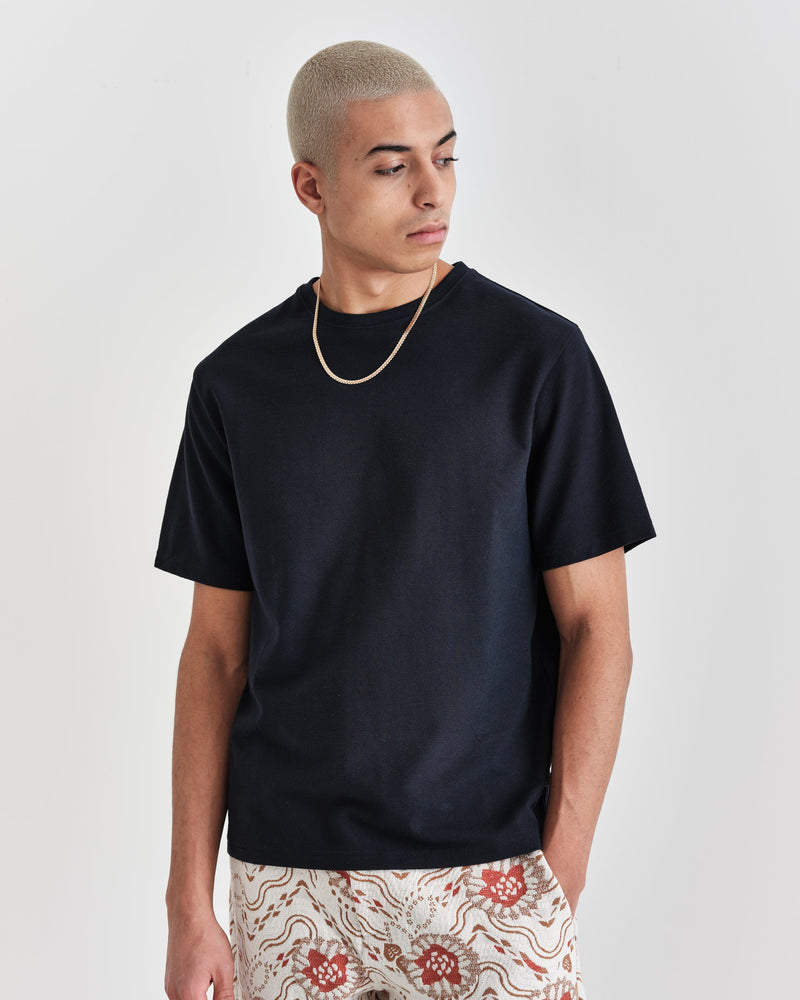 Dean T Shirt Textured Navy