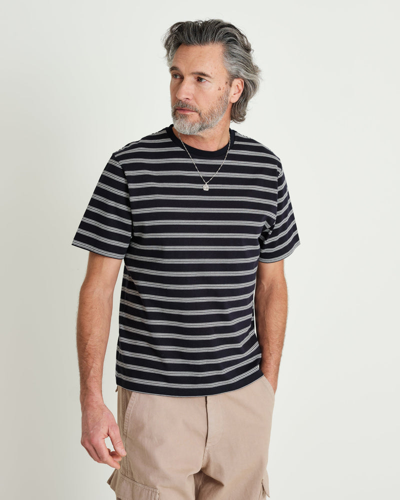 Dean T Shirt Navy Stripe