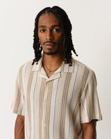 Didcot Shirt Navy/Mustard Crinkle Stripe
