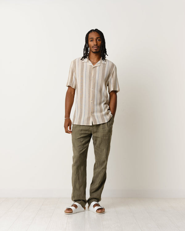 Didcot Shirt Navy/Mustard Crinkle Stripe