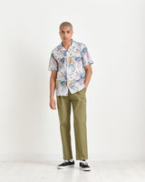 Didcot Shirt White / Blue Painted Print