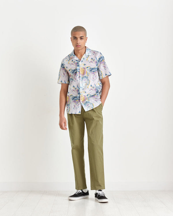 Didcot Shirt White / Blue Painted Print