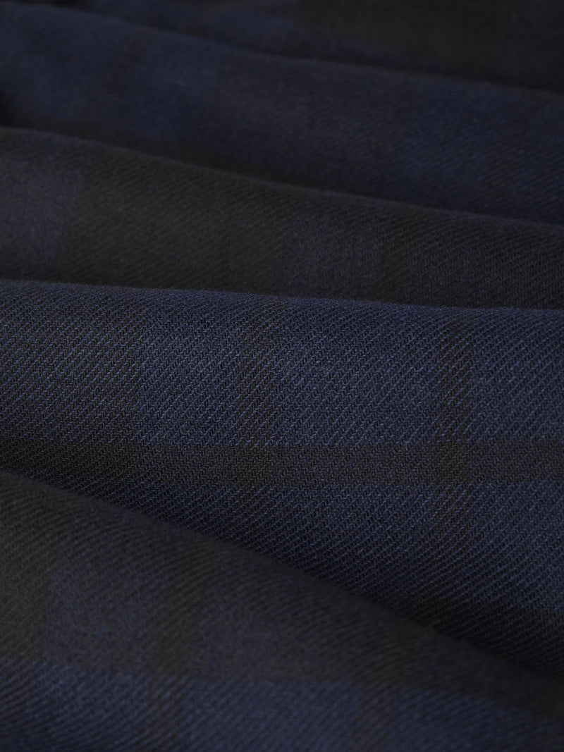 Downland Trouser Navy Tartan Wool