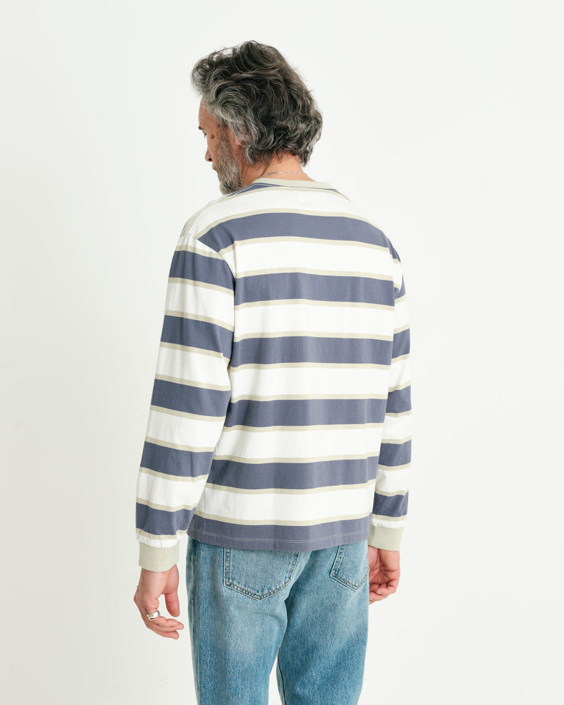 Hayden LS T Shirt Blue Newton Stripe