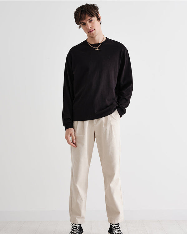 Hayden LS T Shirt Black With Tonal W