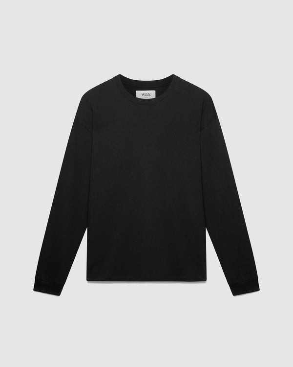 Hayden LS T Shirt Black With Tonal W
