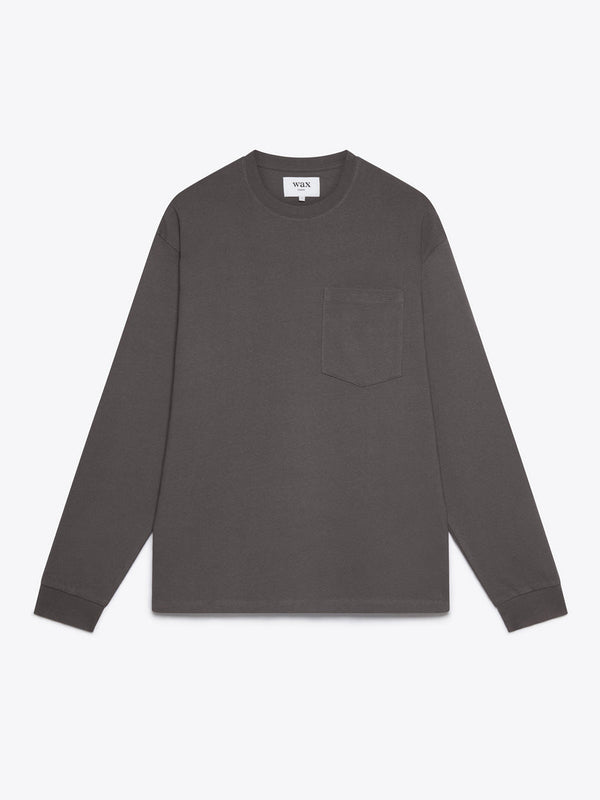 Hayden Long Sleeve Pocket T Shirt Charcoal