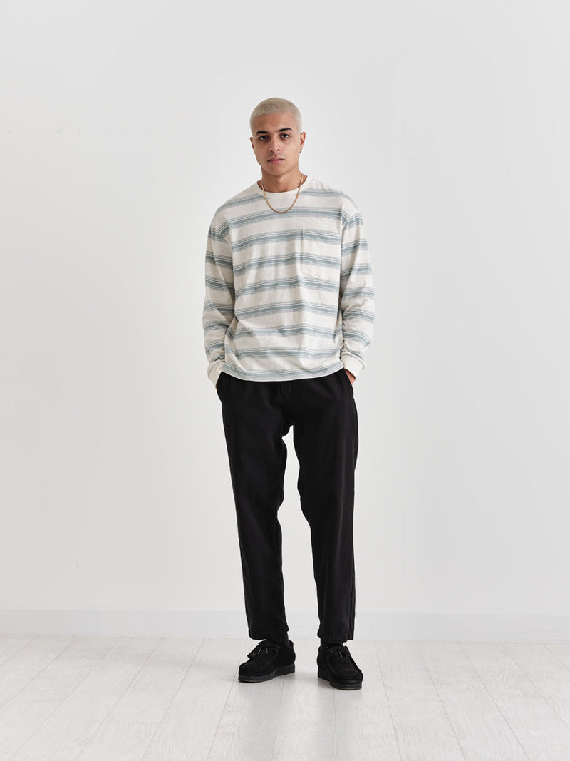 Hayden Long Sleeve T Shirt Ecru / Blue Stripe