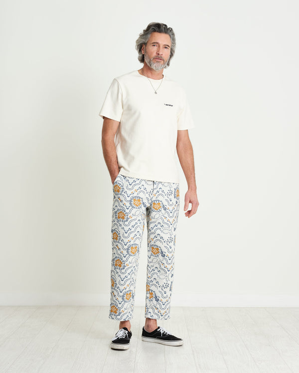 Kurt Trousers Blue/Mustard Floral Jacquard
