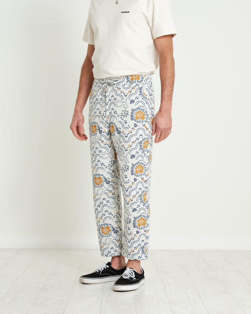 Kurt Trousers Blue/Mustard Floral Jacquard