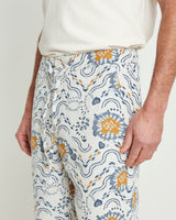 Kurt Trousers Blue/Mustard Floral Jacquard